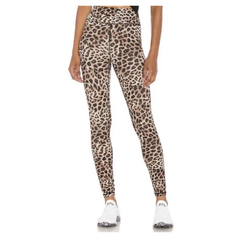 Spiritual Gangster Leopard‎ Print High Waisted Leggings Tan Black Large Yoga Gym